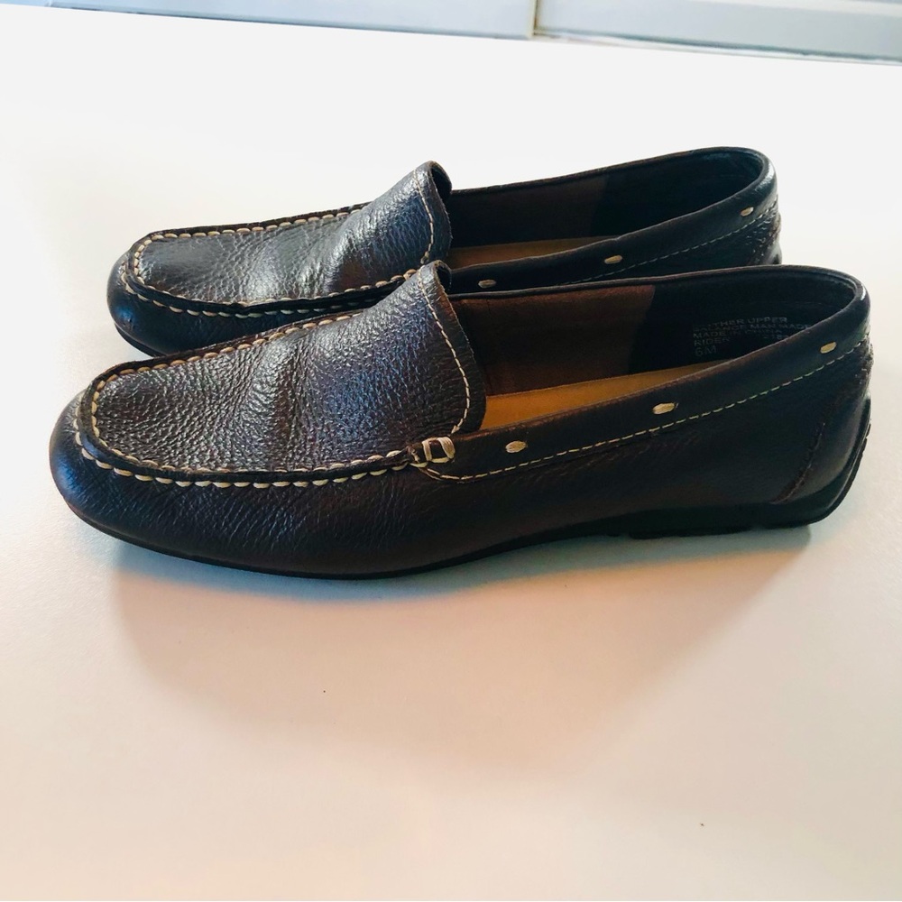 Borell Dark Brown Leather Driving Moccasins Loafer Slip Ons Flats Women’s size 6
